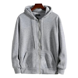 Streetwear avec fermeture éclair complète à manches longues couleur unie personnalisée collection hiver sweats à capuche pour hommes sweat à capuche décontracté pour hommes - Product Image 1