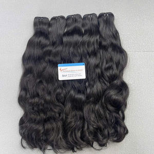 Extension de cheveux de trame de machine de couleur noire de jet de cheveux ondulés de haute qualité prête à expédier prix le moins cher - Product Image 3