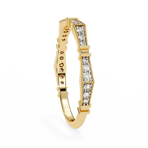 แหวนทองชุบ 14k สไตล์มินิมอล แหวนหมั้นหรูหรา ชุดแหวนแต่งงาน ได้รับการรับรองจาก IGI แหวนเพชรครึ่งวงสำหรับเธอ - Product Image 4