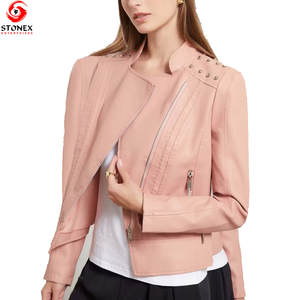 Chaqueta de Cuero para Mujer, Estilo Moderno, Nuevo Modelo, Informal, con Cierre, Chaquetas de Cuero para Mujer, Venta Caliente, Alta Calidad, OEM - Product Image 5