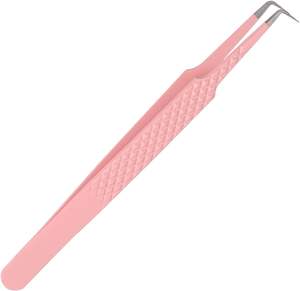 Pince à épiler à pointe de fibre de marque privée 45 90 degrés en forme de L pince à épiler pour extension de cils Volume pince à épiler - Product Image 1