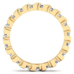 REYES Lujo Único Sólido 14K Oro Amarillo Brillante Corte Redondo 1Ct Moissanite Eternity Band Anillos Compromiso Regalo de Boda Joyería - Product Image 4