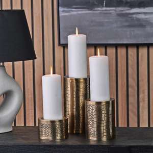 ชุดเชิงเทียน3ขนาดและรูปทรงที่กำหนดเองเชิงเทียนทองเหลืองดีไซน์พรีเมี่ยม - Product Image 1