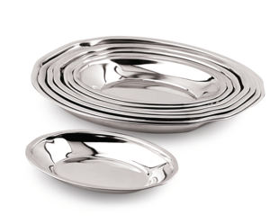 Premium Mirror Finish Stainless Steel Oval Single <b>Tier</b> Serving Platter Set for Kitchen Dining & Buffet Queens <b>Tray</b> - Product Image 3