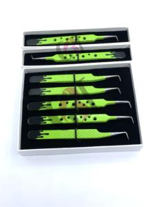 Haute qualité 90 degrés Double couleur poudre revêtement japonais en acier inoxydable Extension de cils pince à épiler Logo personnalisé outils de beauté - Product Image 3