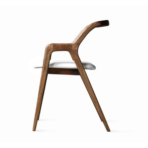 Silla de comedor moderna de madera maciza con reposabrazos, muebles de comedor de madera minimalista nórdica, asiento tapizado para restaurante en casa - Product Image 3