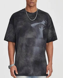 Camiseta de lavado ácido con estampado personalizado con logotipo de tu propia marca, camisetas Vintage de gran tamaño para hombre, camiseta de lavado de piedra para hombre de 240gsm - Product Image 5