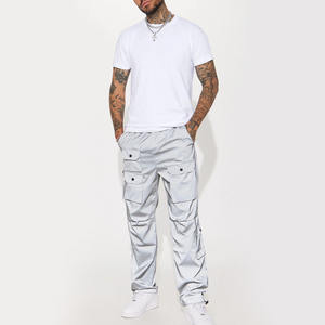 Pantalon cargo pour homme en velours côtelé et polyester mélangé, coupe droite, écologique, sur mesure, streetwear, taille mi-haute élastique - Product Image 3