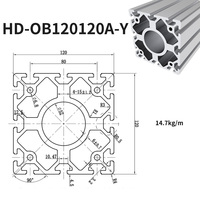 Profil Ekstrusi Aluminium T-Slot Heavy Duty 120x120 untuk Rangka Mesin Robot, Konveyor, Meja Kerja, dan Balok Penyangga Gantry