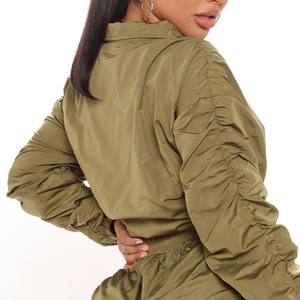 2025 New Design Streetwear Windbreaker Tracksuit Shorts Set High Quality Custom Women's Windbreaker Short Set - Product Image 5