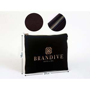 กระเป๋าคลัทช์สีดำปักโลโก้ตามสั่ง ขนาด 8x6 นิ้ว กระเป๋าใส่เครื่องสำอางแบบเปิดปิด ใช้งานได้จริง เป็นมิตรกับสิ่งแวดล้อม เหมาะสำหรับเพื่อนเจ้าสาว - Product Image 4