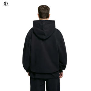 Collegiate Oversized OTH Hoodie Black Heavyweight Cotton Fleece Relaxed College Aesthetic Double Lined Hood Streetwear - Product Image 3