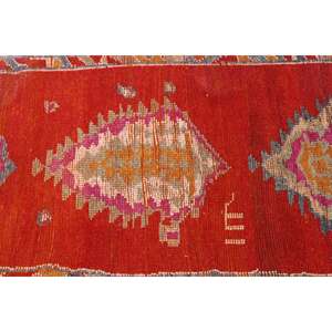 Alfombra Turca Vintage de 2.8x10.6 pies, Alfombra de Pasillo, Alfombra Persa de Lana Roja Anaranjada - Product Image 5