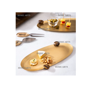 Vajilla de calidad superior Bandeja para servir alimentos Último diseño Bandeja para servir postres de acero inoxidable con asas de madera - Product Image 4