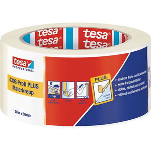 Profi PLUS 4306 Lightly Creped Light Beige Painter's Masking <b>Tape</b> 50mm Width 50m Length 6-Pack From for TESA - Product Image 3