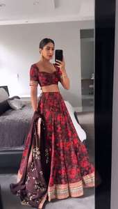 Nuevo trabajo de bordado Georgette de imitación pesado exclusivo Bordado de secuencia de la mejor calidad e impresión digital Lehenga Choli y Dupatta - Product Image 5