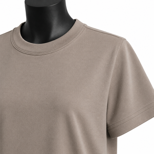 Camiseta Oversize Personalizada para Mujer, Color Taupe, Manga Corta, Informal, de Algodón, Lisa, al por Mayor - Product Image 6