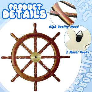 Decoración de Pared Moderna de Madera Delgada y Plana, Ancla de Fiesta Pirata, Timón de Barco, Decoración de Pared para Fiesta - Product Image 2