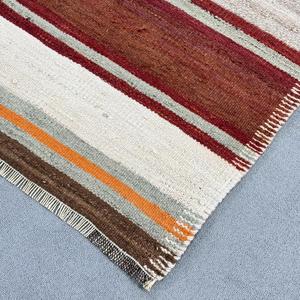 Vintage Runner Rug 2.8x9.4 ft, Turkish Kilim <b>Brown</b> Polka dot <b>Wool</b> Rug - Product Image 4