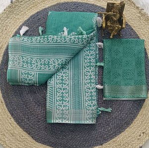 Elegante Sari Georgette étnico indio con diseño impreso y borde de encaje de perlas 6 colores impresionantes para elegir - Product Image 4