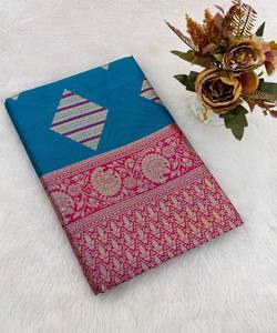 DISEÑADOR DE SEDA ZARI TEJIDO DISEÑO Y MEENAKARI TRABAJO SAREE CON BLUSA DESCOSADA DESPIECE PRECIO AL POR MAYOR ROPA ÉTNICA - Product Image 1