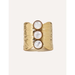 Anello moda YHL R05 in acciaio inox con pietra naturale madreperla Color G madreperla - Product Image 4