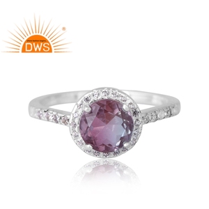 Nuevo diseño de tendencia 925 plata esterlina natural Bio Alejandrita Doublet cuarzo y CZ anillo de piedras preciosas fabricante de joyería personalizada - Product Image 3