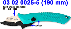Couteau à dénuder les câbles d'électricien 190 mm manche en Nylon avec gaine lames en acier inoxydable fournisseur OEM ODM Taiwan - Product Image 2