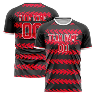 High Quality Custom Retro <b>Red</b> <b>Black</b> Soccer Jersey Latest Design Polyester Sublimation Sportswear Summer Quick Dry Lightweight - Product Image 6