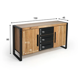 Buffet moderne industriel en bois à 2 portes Liverpool pour salon et chambre à coucher - Product Image 5