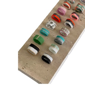 Custom logo seed <b>beads</b> adjustable finger rings for women Boho style colorful seed <b>beads</b> finger rings for daily wear - Product Image 1