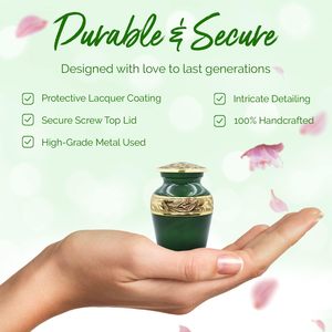 <b>Small</b> Green <b>Urn</b> - Mini Cremation <b>for</b> <b>Human</b> <b>Ashes</b> with Premium Box & Bag - Keepsake <b>Urn</b> <b>for</b> Men & Women - Honour Your Loved - Product Image 4