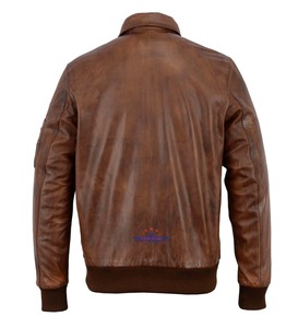Mens Vintage Brown Sheep <b>Leather</b> MA1 Coat Distressed Style Durable Comfortable <b>Retro</b> Outerwear Waterproof Reversible Plus Size - Product Image 5