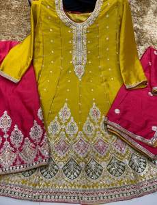 Chinon pesado de diseñador con traje Salwar DE TRABAJO bordado para mujer, ropa de fiesta y recepción de India Export - Product Image 5