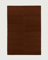 Tapis Trace en Noyer, tufté à la main en laine de Nouvelle-Zélande, design linéaire moderne, fait main, taille personnalisée, ovale minimaliste, à poils longs, pour pique-nique