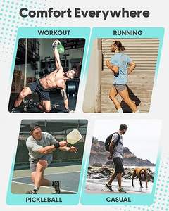 Pantalones cortos de tenis para hombre con tela de secado rápido que absorbe la humedad y cintura con cordón para entrenamiento activo y Deportes - Product Image 6