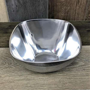 Bol de service moderne en acier inoxydable argenté, qualité supérieure, plat élégant pour la présentation des aliments à la maison - Product Image 2