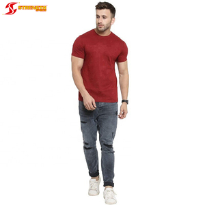 T-shirt rouge uni avec Logo imprimé pour homme, couleur unie, bon marché - Product Image 6