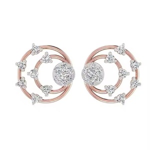 10K Rose Gold <b>Earrings</b> With Lab Grown Diamond <b>Long</b> Dangle Drop <b>Earrings</b> for Gift Wedding Party - Product Image 3