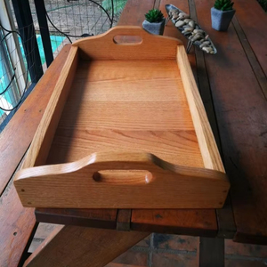 DINNING FARMOUSE Plateau de service rond en bois d'acacia pour la cuisine, la maison ou l'hôtel Vaisselle de style classique pour les fêtes ou les repas - Product Image 1