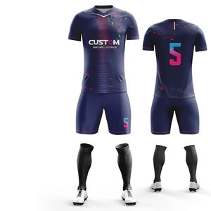 Kit de football pour adultes, maillot à blocs de couleurs à sublimation personnalisée, short respirant en polyester à séchage rapide, taille réglable, équipe personnalisée - Product Image 5