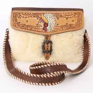 Best Selling Vintage Style Boho <b>Sling</b> <b>Bag</b> High Quality Carved Fur Leather Handbag Purse Western Style Crossbody <b>Bag</b> - Product Image 3