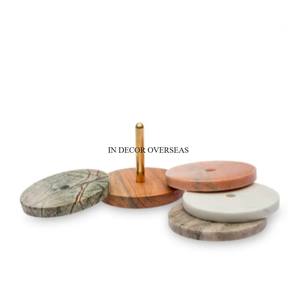 Finest Quality Marble And Wooden Made Round Shape Mats And Pads <b>Coasters</b> For Drinks Table Centerpiece Accessories From India - Product Image 1