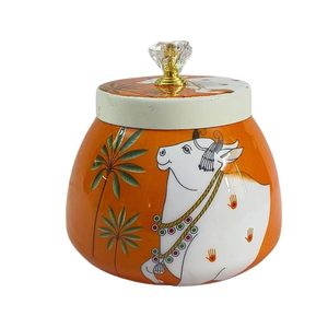 Ấn độ thiết kế truyền thống nồi gốm nắp tay sơn đa năng trang trí lưu trữ container cho lưu trữ chai lọ - Product Image 3