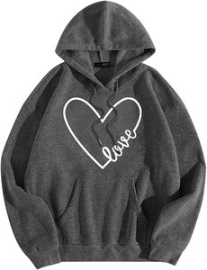 Hombres Mujeres Valentines Estampado gráfico Manga larga Cuello redondo Sudadera con capucha Tops Hombres Sudaderas con capucha - Product Image 3