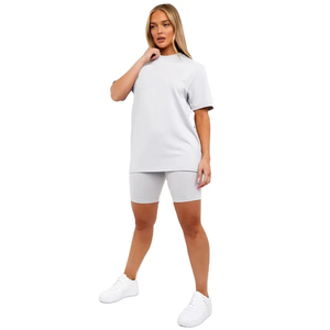 New Design Superb T-Shirt Short Pant <b>Set</b> Women 2022 T Shirt 2 Pc Short <b>Set</b> Custom Ladies Women 2 Two Piece T Shirt And Short <b>Set</b> - Product Image 4