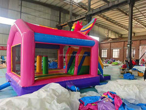 Château Gonflable Licorne Commercial avec Toboggan, Bounce House Robuste pour <span class=keywords><strong>Location</strong></span> Fêtes Extérieures Enfants - Product Image 2