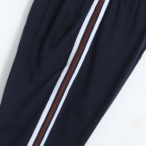 Pantalones Deportivos Personalizados con Franja Lateral Azul Marino, Cintura Elástica con Cordón, Pantalones Casuales para Hombre, Ropa de Otoño - Product Image 5