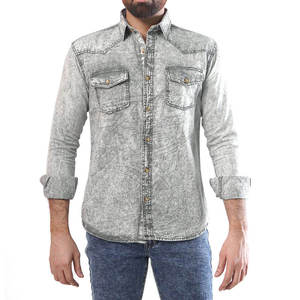 เสื้อเชิ้ตยีนส์ผู้ชาย แขนยาว ผ้าฝ้าย 100% สไตล์ลำลอง ราคาถูก ขายดี - Product Image 3