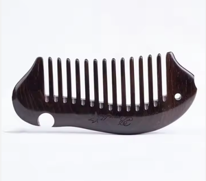Peine para el Cabello Hecho a Mano de Madera de Olivo, Personalizado, Antiestático, para Padrinos de Boda, Hombres, Mujeres y Niños, Artesanía Tayyab, Negro - Product Image 1